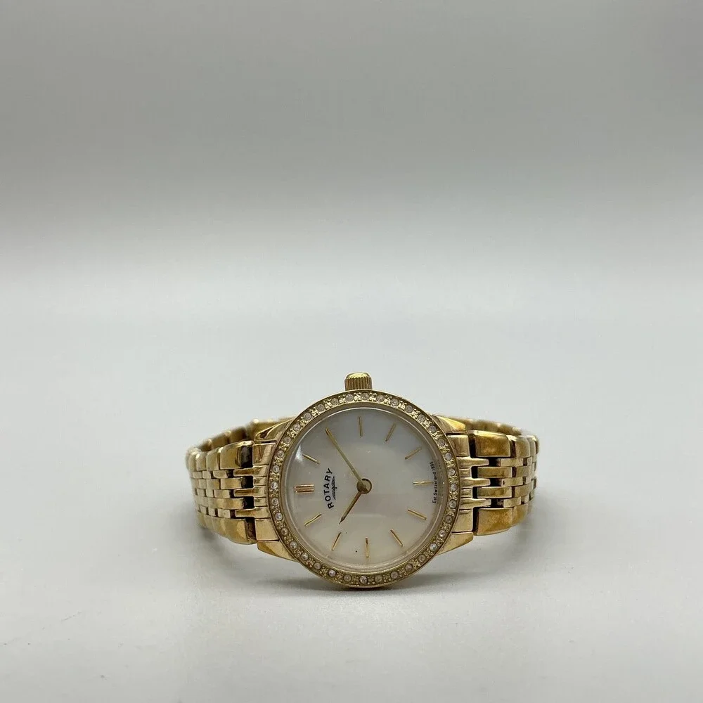 Rotary Windsor Womens Watch 24mm MOP White Dial Gold Tone New Battery 6.5